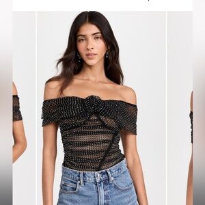 Self portrait rhinestone fishnet top